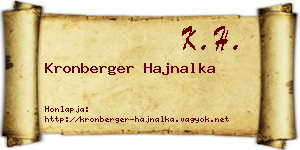Kronberger Hajnalka névjegykártya